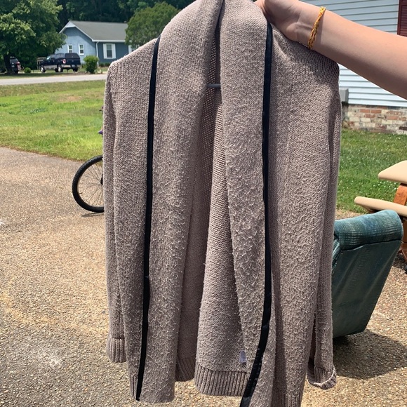 cotton cardigan with leather detail - Picture 1 of 1